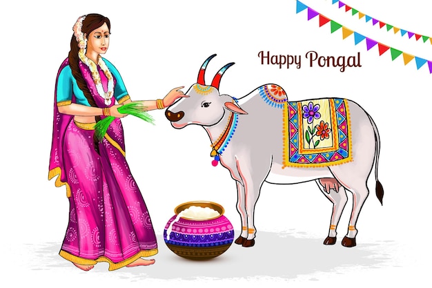 Happy pongal holiday harvest festival celebration card background