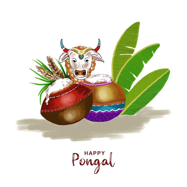 Free vector happy pongal holiday harvest festival of tamil nadu south india background