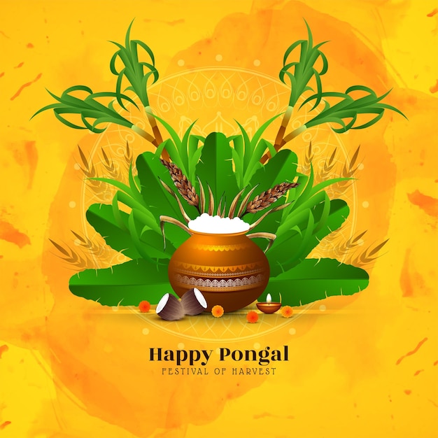 Free vector happy pongal indian traditional festival background