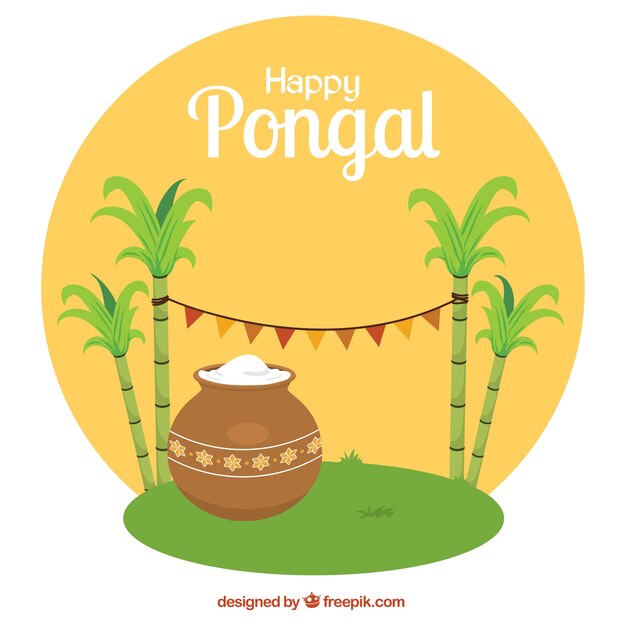 Happy Pongal rounded illustration