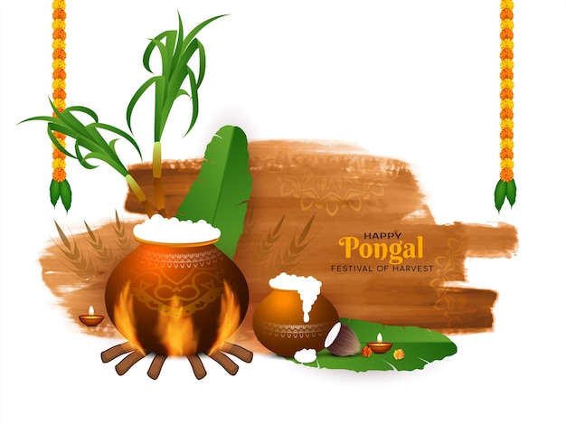 해피 Pongal 남쪽 인도 축제 배경 디자인 벡터