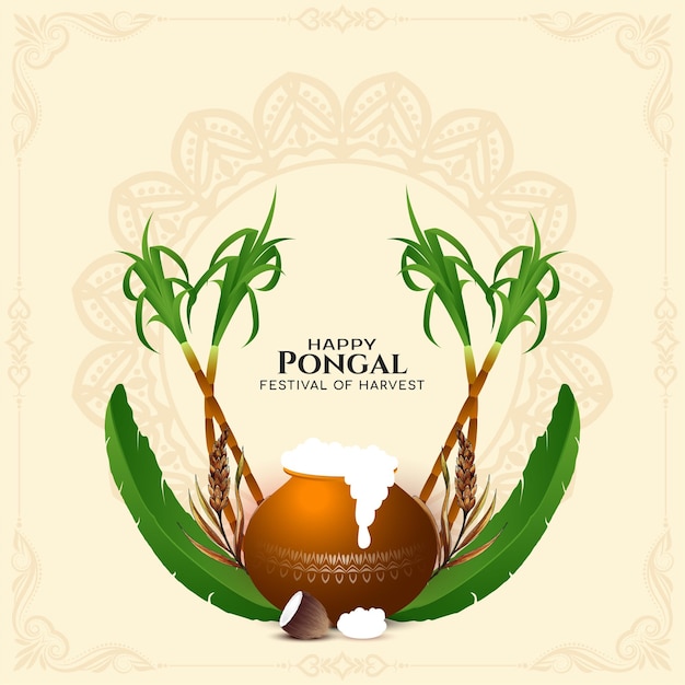 Happy Pongal south Indian religious festival greeting background