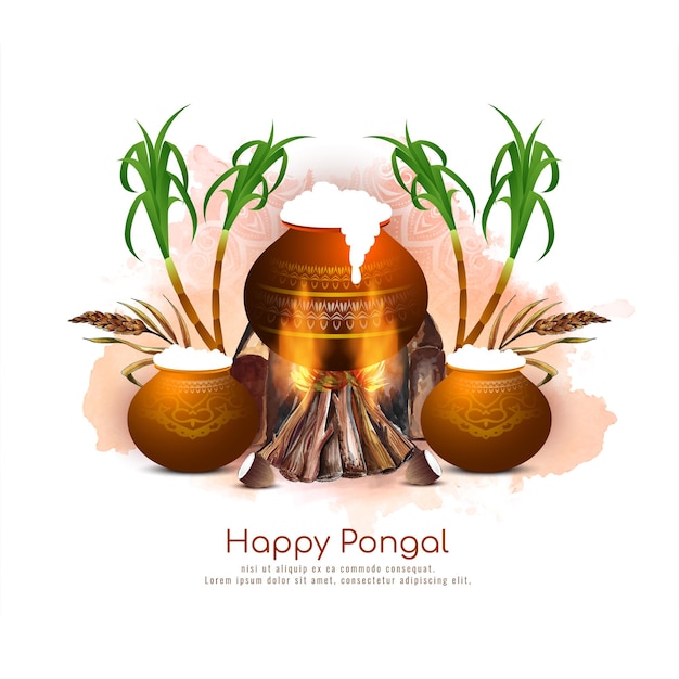 Happy pongal южно-индийский религиозный фестиваль приветствие фон