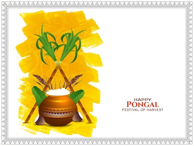 Free vector happy pongal traditional indian festival greeting background