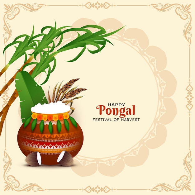 Free vector happy pongal traditional indian festival greeting background