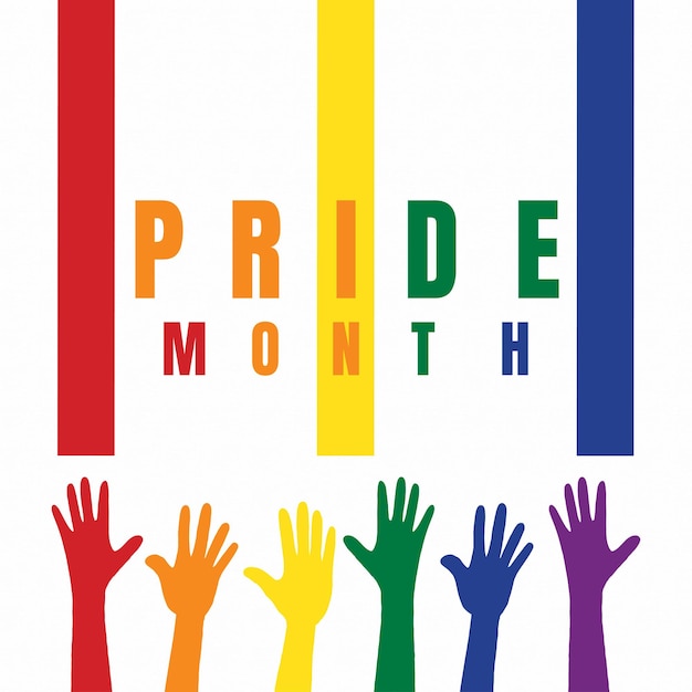 Happy Pride Month Приветствия Зеленый Синий Желтый Красочный фон Дизайн социальных медиа Баннер Бесплатные векторы