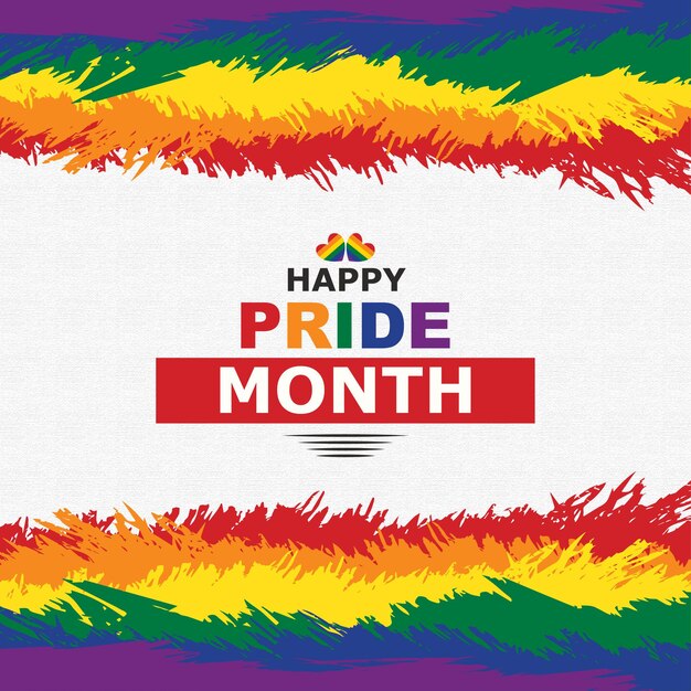 Happy Pride Month Greetings Red Blue Yellow Background Social Media Design Banner Free Vector