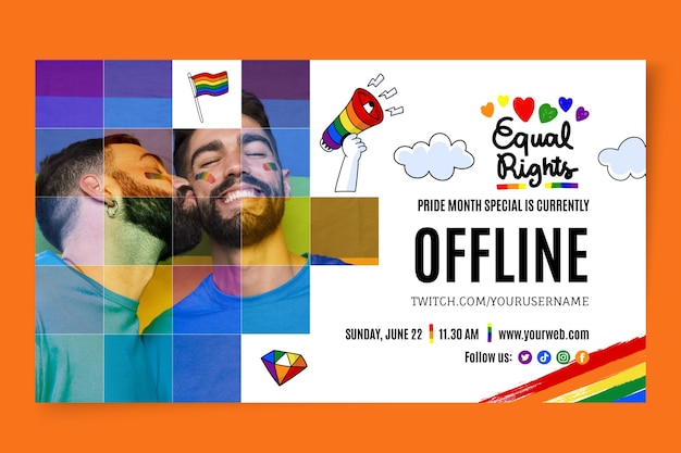 Free vector happy pride month twitch background