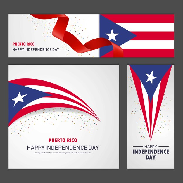 Happy Puerto Ricoの独立記念日のバナーと背景セット