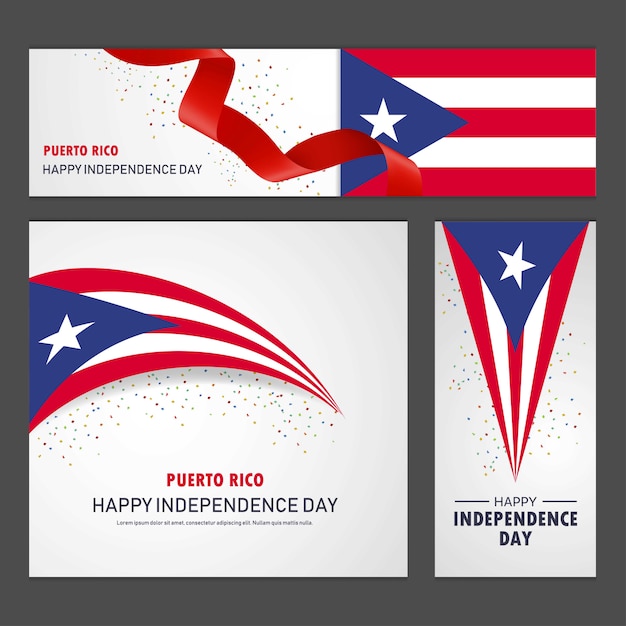 Happy Puerto Rico independence day Banner and Background Set