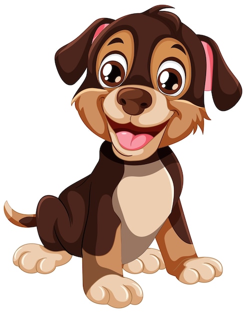 Vettore gratuito illustrazione dei cartoni animati happy puppy