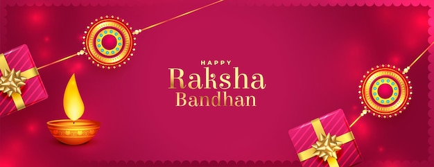 행복한 raksha bandhan 아름다운 현실적인 전통 배너 디자인