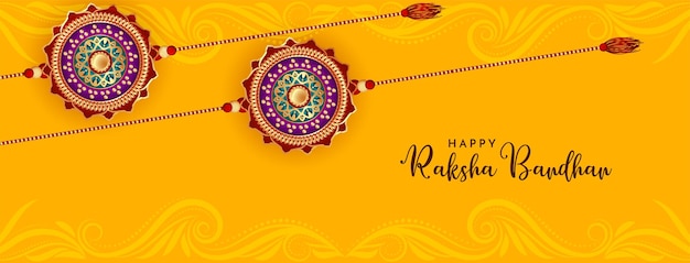 Vettore gratuito felice festival indù culturale di raksha bandhan banner design