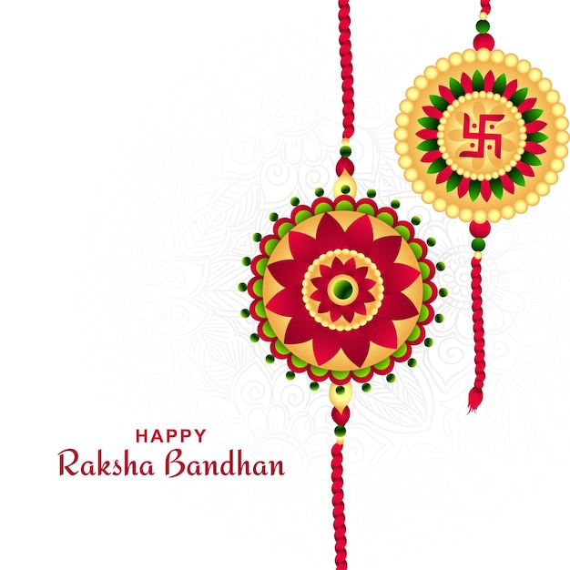 Vettore gratuito felice raksha bandhan decorativo rakhi celebrazione carta sfondo