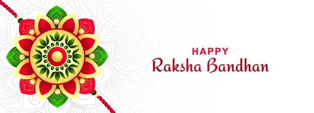 Happy raksha bandhan on decorative rakhi festival banner background