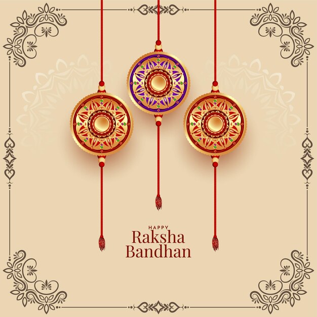 행복한 Raksha Bandhan 축제 인사말 아름다운 배경 벡터