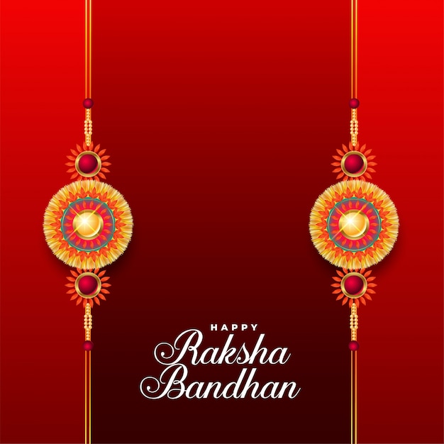 Счастливый Ракша Бандхан красный фон с двумя Рахи