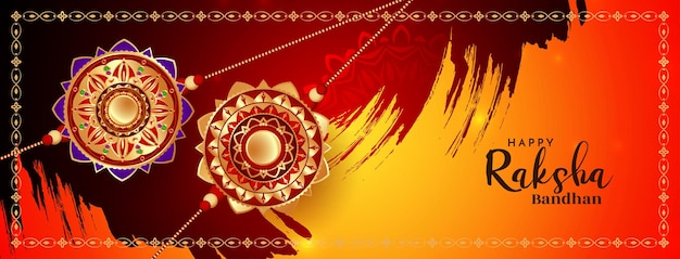 Happy Raksha Bandhan traditional festival celebration banner design