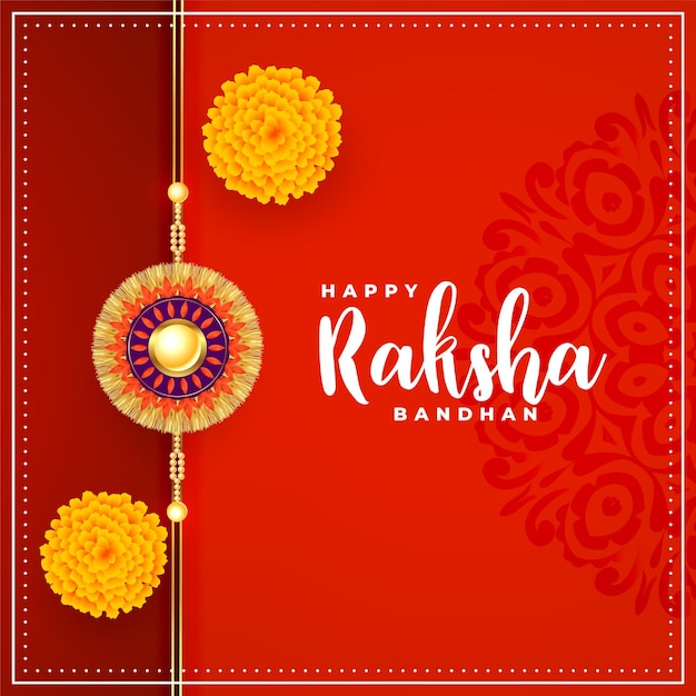 꽃 장식으로 행복 raksha bandhan 전통적인 빨간색 배경