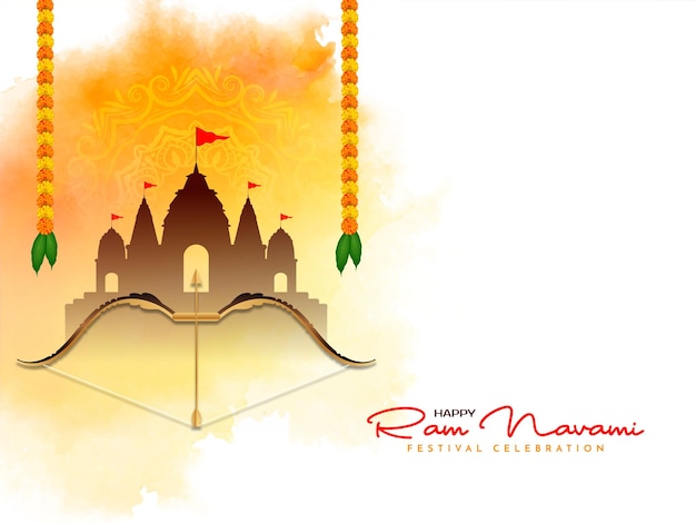 Happy ram navami cultural hindu festival wishes celebration card vector