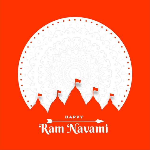 Happy ram navami festival card in flat paper style