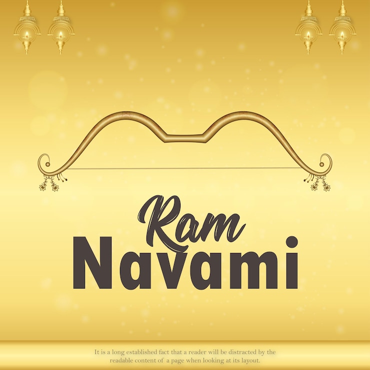 मुफ़्त वेक्टर happy ram navami greetings golden black background indian hinduism festival social media banner free vector
