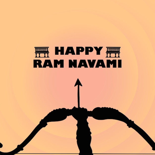 Happy Ram Navami Привет Светло-оранжевый Черный фон Индийский фестиваль индуизма Баннер в социальных сетях Бесплатные векторы