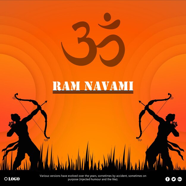 Happy Ram Navami Greetings Orange Black Background Indian Hinduism Festival Social Media Banner Free Vector