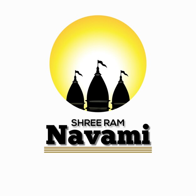 ハッピーラムナバミ挨拶黄色黒背景インドのヒンドゥー教フェスティバルソーシャルメディアバナー無料ベクトル