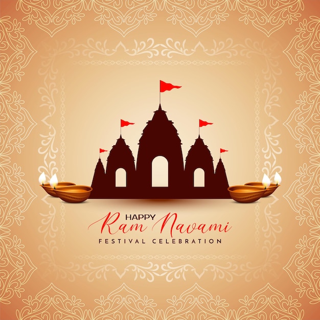 Free vector happy ram navami traditional festival celebration background vector