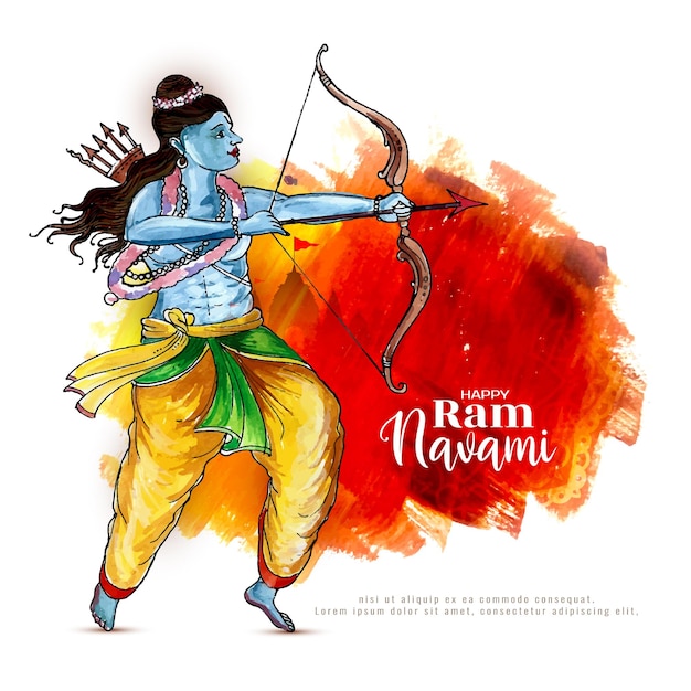 Vettore gratuito happy ram navami tradizionale festival indiano celebrazione card design