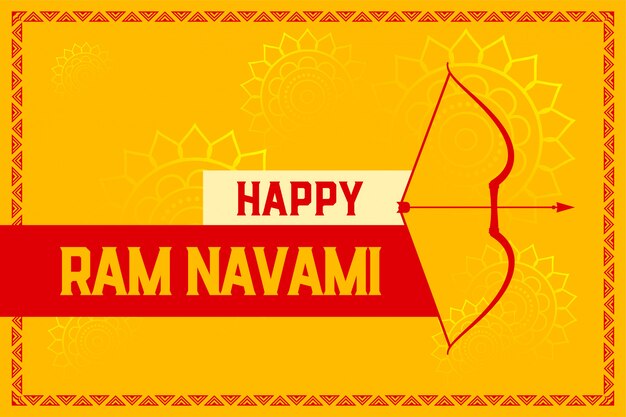 Happy ram navami yellow celebration festival card design