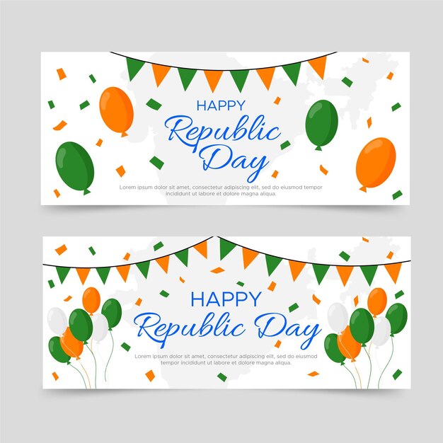 Happy republic day banner flat design