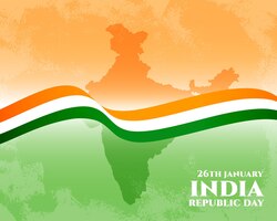 Free vector happy republic day celebration card with indian map and flag