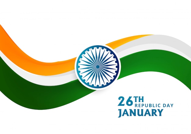 Free vector happy republic day of india festival with wave