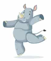 Free vector a happy rhinoceros character