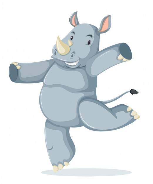 A happy rhinoceros character