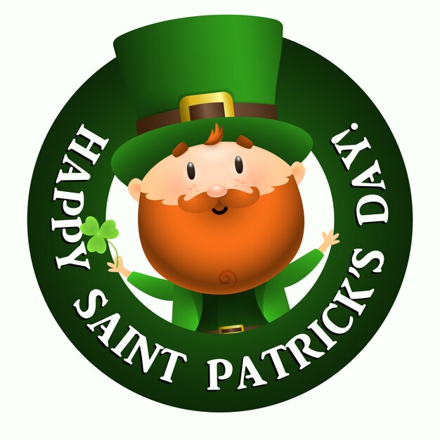 Happy saint patricks day lettering in round frame, leprechaun