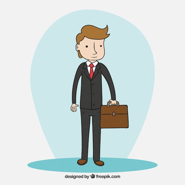 Free vector happy salesman character hand drawn style