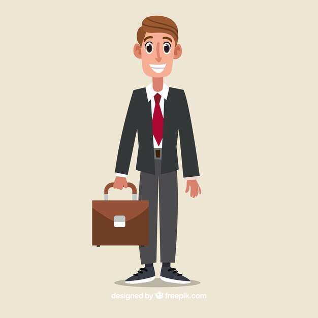 Happy salesman character with flat design