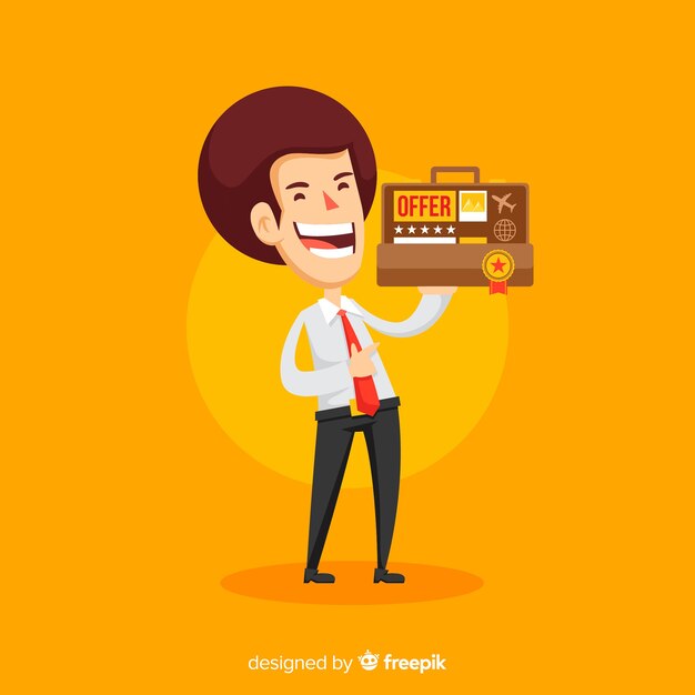 Happy salesman character with flat design