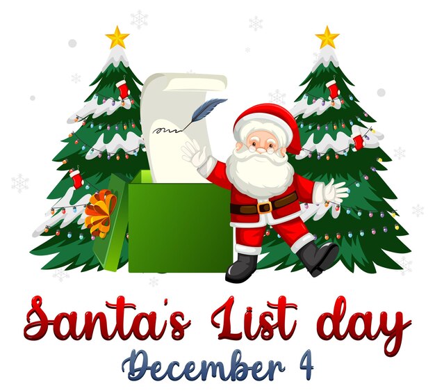 Free vector happy santa's list day banner design