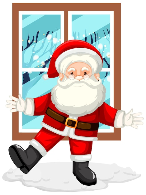 Free vector happy santa standing by the window