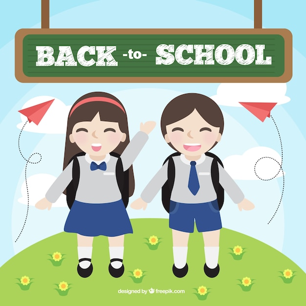 Free vector happy school friends wearing uniforms