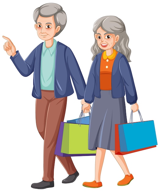 Free vector happy senior couple shopping