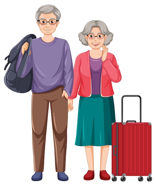 Free vector happy senior couple traveling