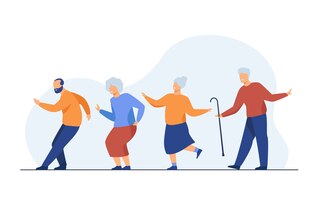 Бесплатное векторное изображение Счастливые пожилые люди танцуют на вечеринке