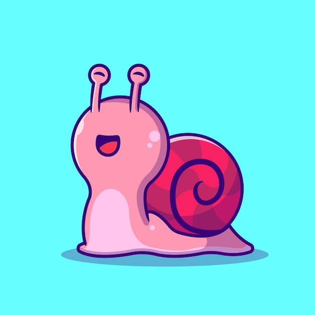 Happy Snail Cartoon Illustration.