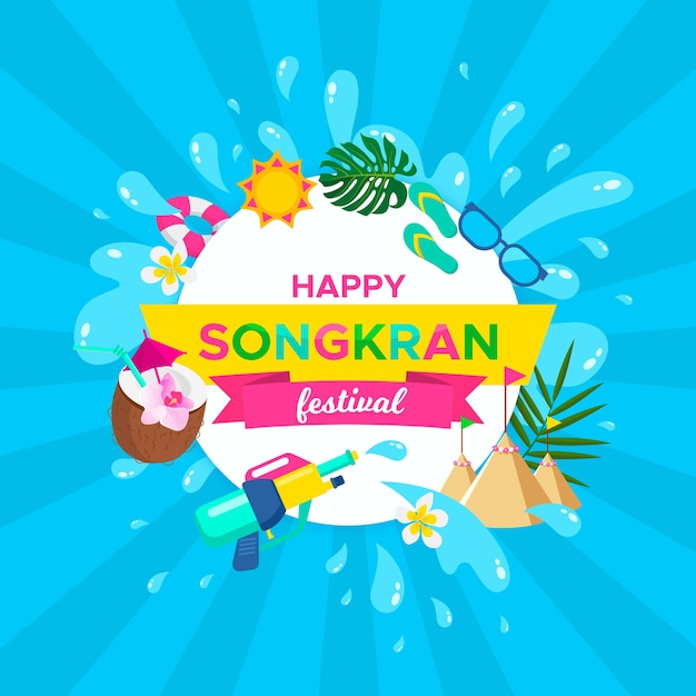 Free vector happy songkran festival