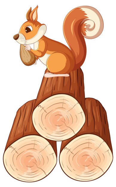 Free vector happy squirrel on wood